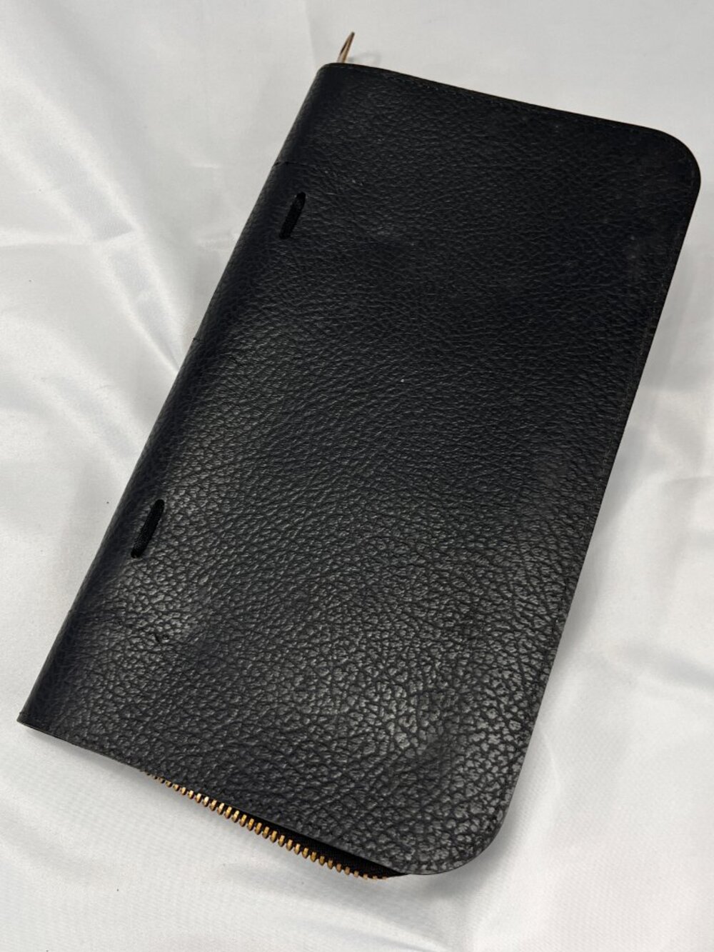 Vintage Black Folder w/TALON USA [Bell Long Tab Zipper] Folio Binder Organizer